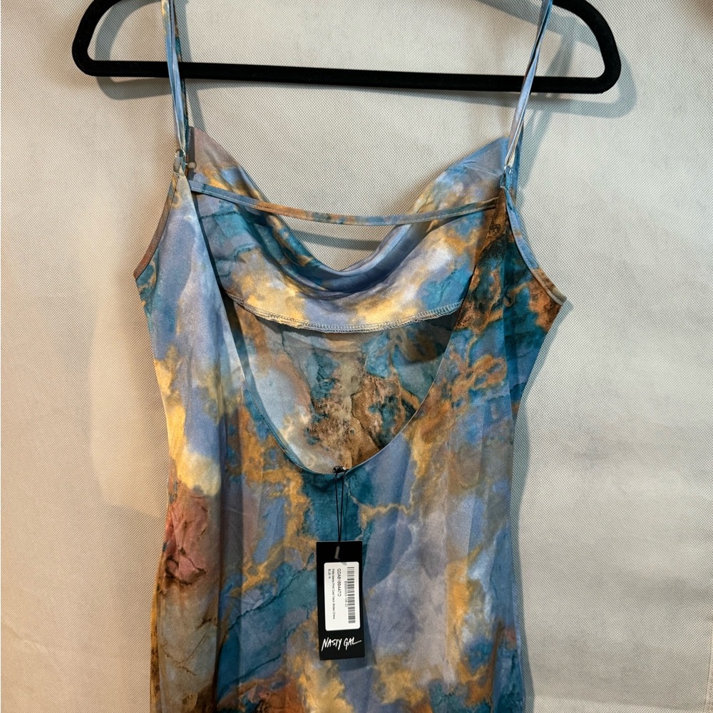 Nasty Gal Blue and Gold Asymmetrical Camisole